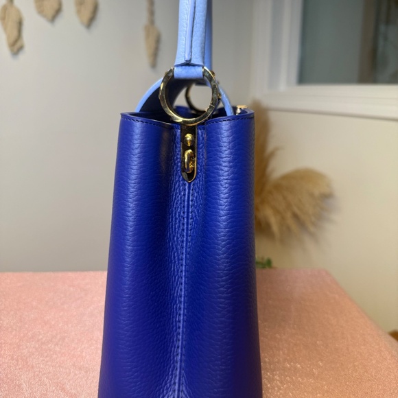 NWT Louis Vuitton Capucines MM Top Handle Bag Two-Tone Blue Leather - Picture 12 of 13